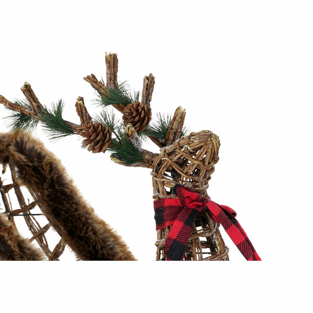 Sleigh DKD Home Decor Natural Metal Wicker Plastic Reindeer 68 x 20 x 47 cm