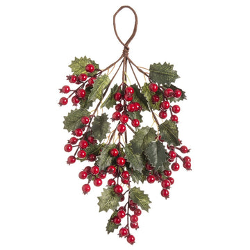 Christmas Door Hanger Red Green Plastic Foam Wire 42 cm