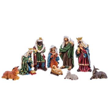 Adorno Navideño Nacimiento/Belén Multicolor Poliresina 31,5 cm (9 Piezas)