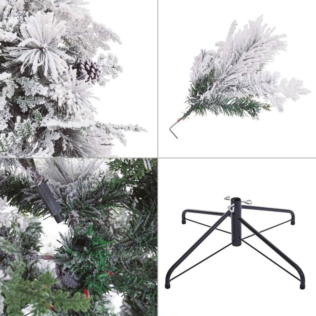 Árbol de Navidad Blanco Verde PVC Metal Polietileno 180 cm