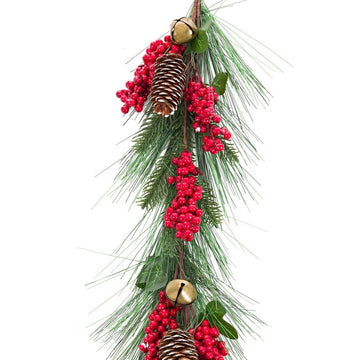 Guirnalda de Navidad Rojo Verde Plástico Piñas 140 cm