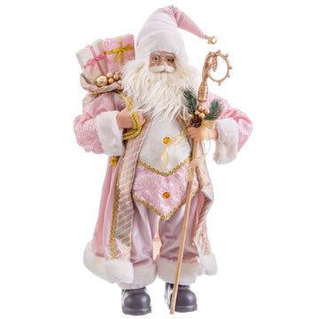 Adorno Navideño Rosa Plástico Poliresina Tejido 60 cm