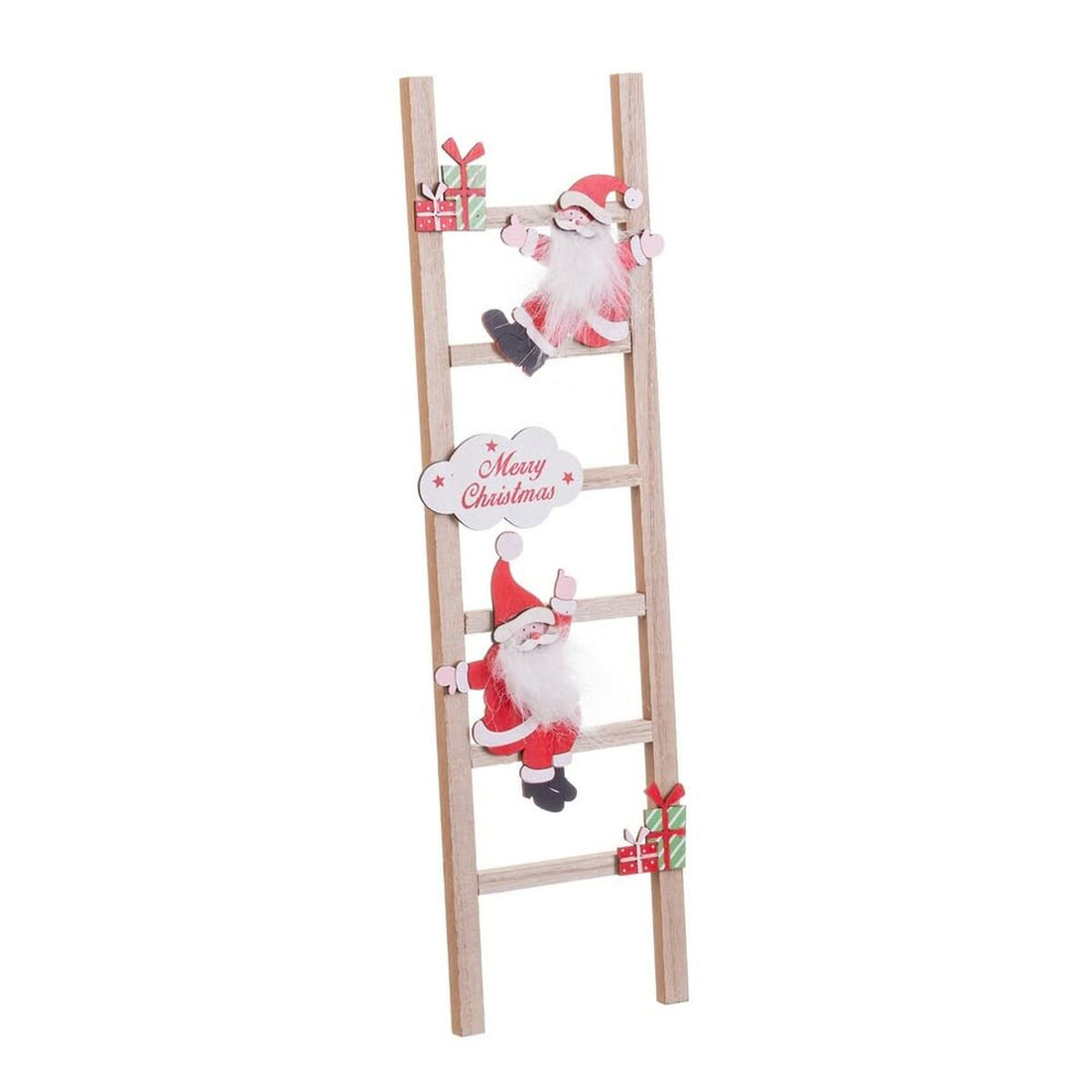 Adorno Navideño Multicolor Madera Escalera Papá Noel 12 x 1,8 x 42 cm