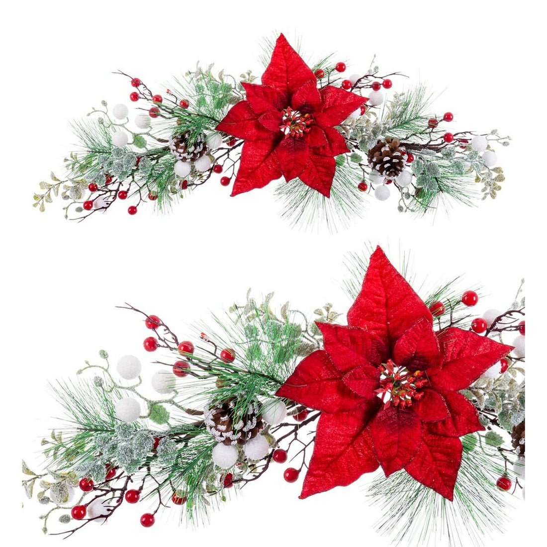 Adorno Navideño Rojo Multicolor Plástico Tejido Piñas 60 cm