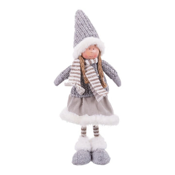 Christmas Ornament Gray Multicolor Metal Polyresin Fabric Girl 12 x 9 x 52 cm