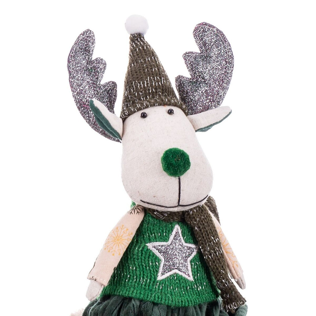 Christmas Ornament Green Multicolor Sand Woven Reindeer 12 x 5 x 42 cm