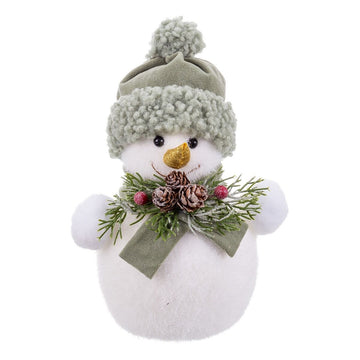 Christmas Ornament White Multicolor Plastic Polyfoam Fabric Snowman 18 x 13 x 25 cm