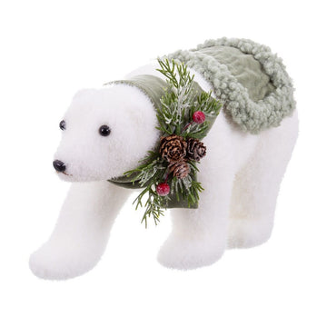 Christmas Ornament White Multicolor Plastic Polyfoam Fabric Bear 13 x 32 x 15 cm