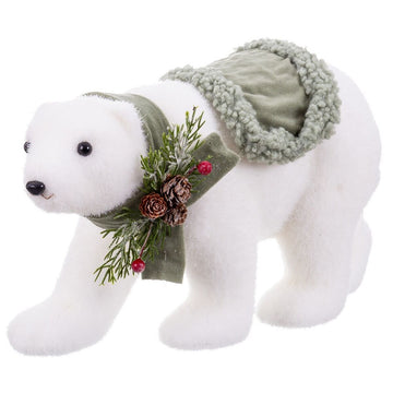 Christmas Ornament White Multicolor Plastic Polyfoam Fabric Bear 16 x 35 x 21 cm