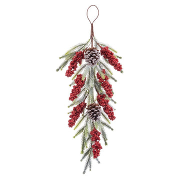 Christmas Door Hanger Red Multicolor Plastic Pine Cones 63 cm