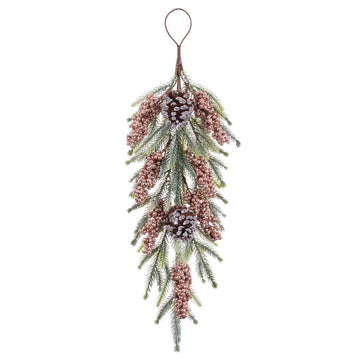 Christmas Door Hanger Multicolor Copper Plastic Pine Cones 63 cm