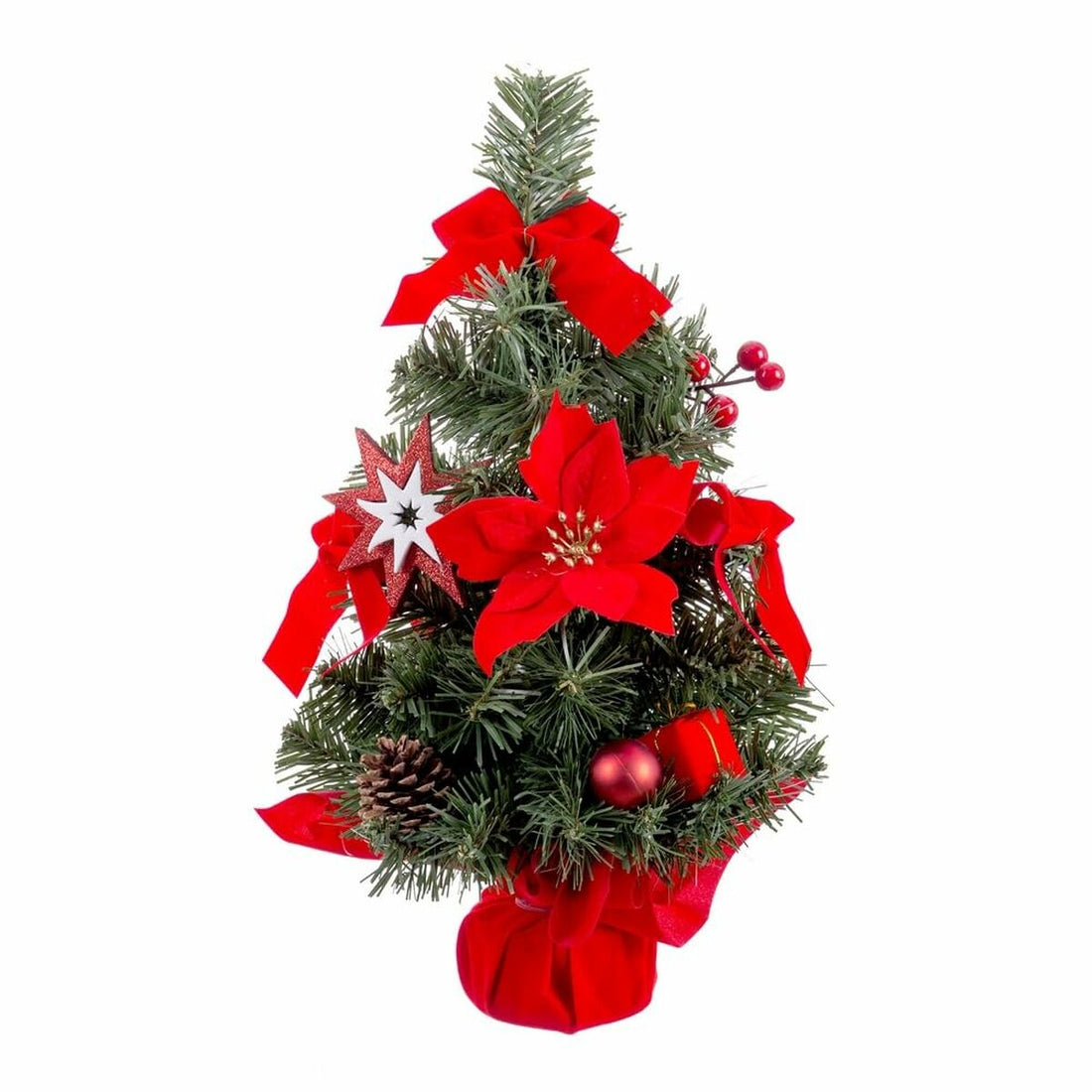 Christmas Ornament Red Green Plastic Fabric Christmas Tree 40 cm