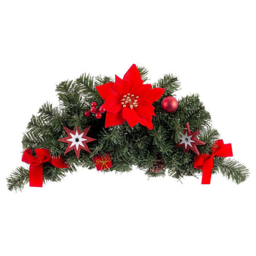 Christmas Door Hanger Red Green Woven Plastic 60 cm