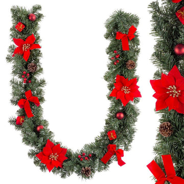 Christmas Garland Red Green Plastic Woven 180 cm