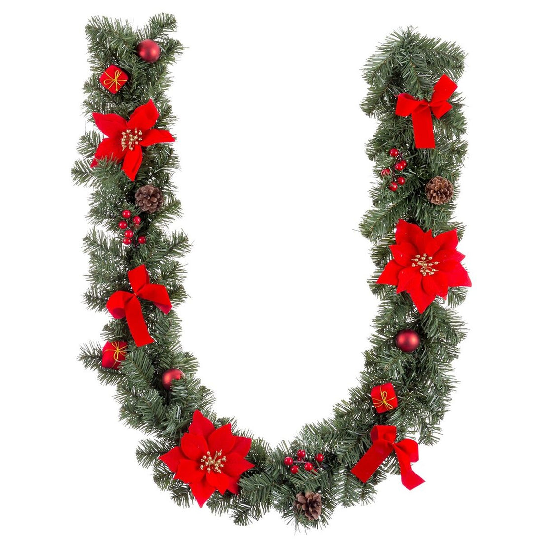 Christmas Garland Red Green Plastic Woven 180 cm