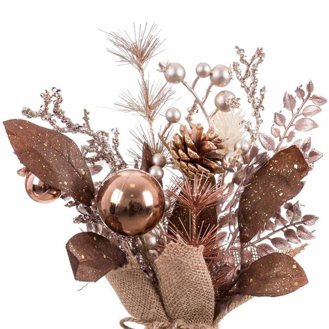 Christmas Ornament Copper Plastic Pinecones Pot 15 x 15 x 30 cm