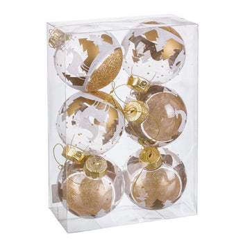 Golden Plastic Christmas Balls 8 cm (6 Units)