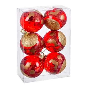 Red Plastic Christmas Balls 8 cm (6 Units)