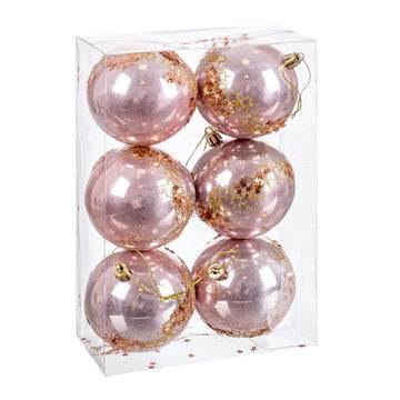 Bolas de Navidad Rosa Plástico 8 cm (6 Unidades)