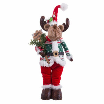 Christmas Ornament Multicolor Metal Fabric Reindeer 30 x 20 x 102 cm