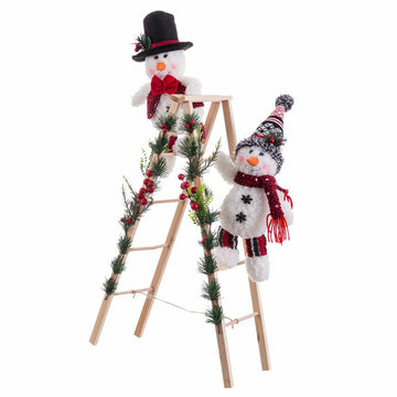 Christmas Ornament Multicolored Wooden Woven Snowman 30 x 15 x 76 cm