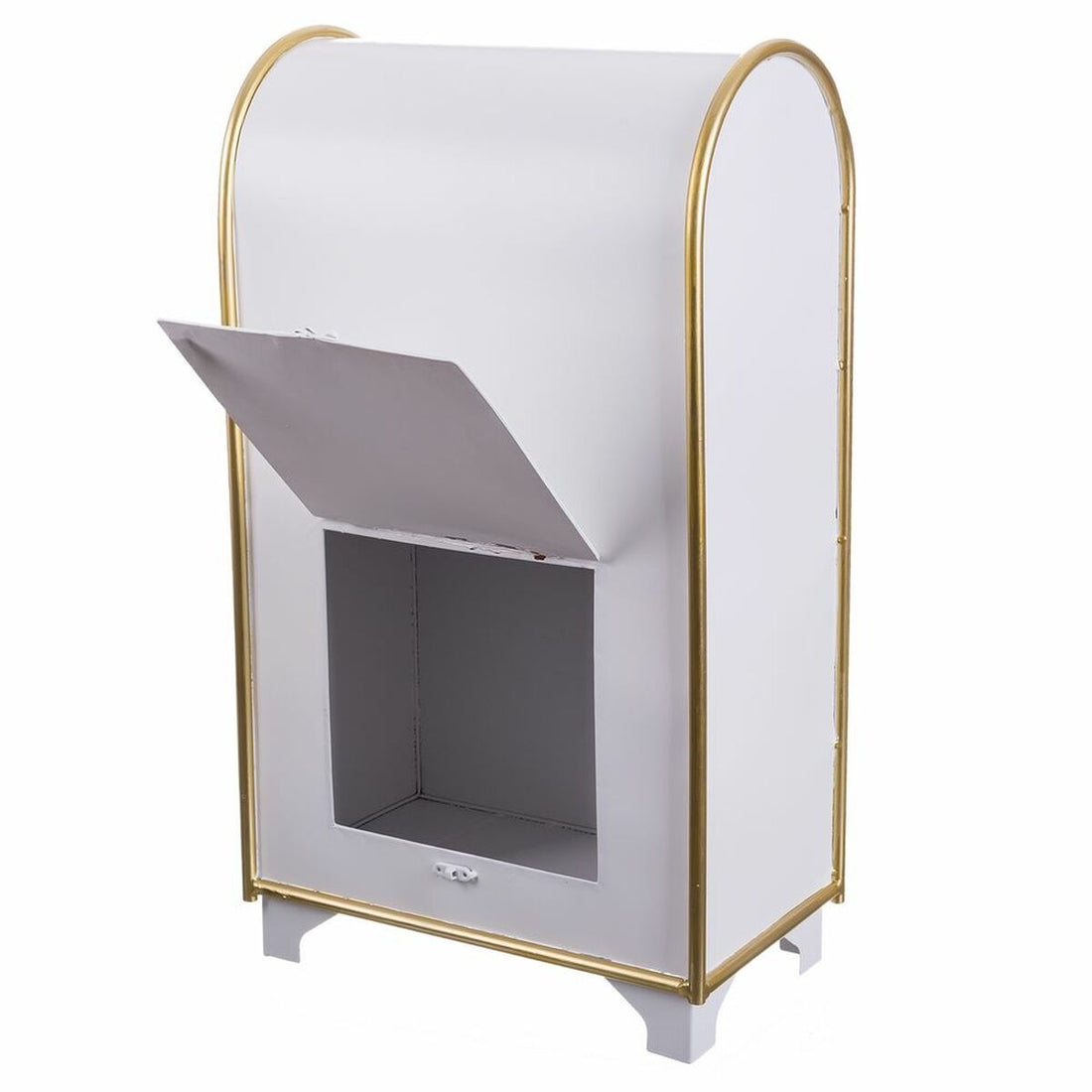 Christmas Ornament White Gold Metal Mailbox 34.5 x 21.5 x 61.5 cm