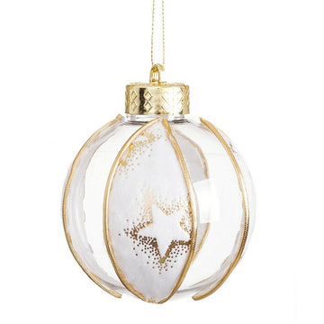 Bolas de Navidad Blanco Transparente Dorado Plástico Tejido Estrellas 6 x 6 x 6 cm (6 Unidades)