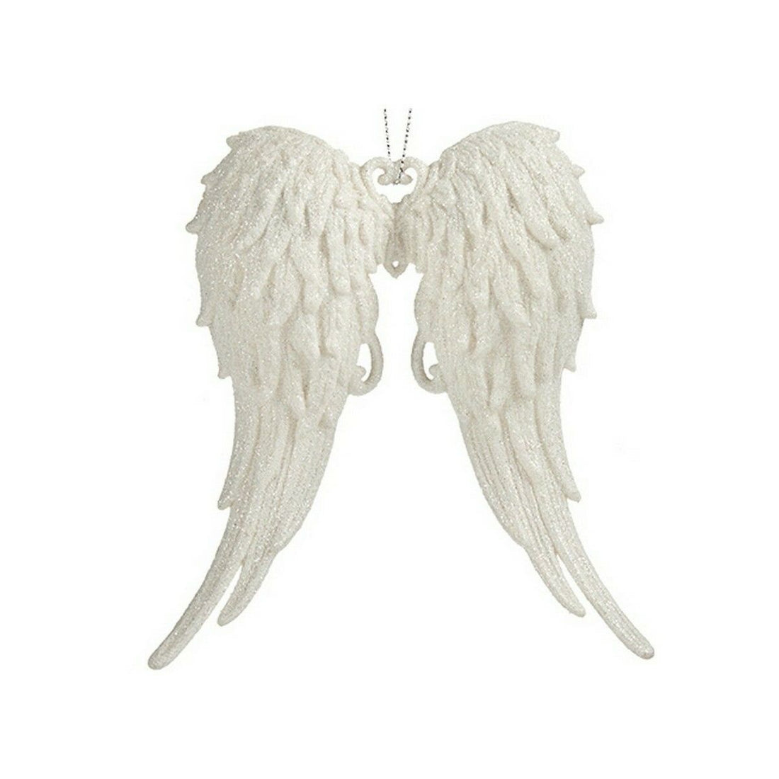 Christmas Ornament White Angel Wings Glitter Plastic 13 x 14.5 x 2.5 cm (24 Units)